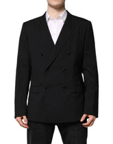 Dolce & Gabbana Black MARTINI Double Breasted Suit Jacket - IT54 | XL - Sport Jackets