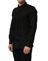 Dolce & Gabbana Black MARTINI Long Sleeves Linen Dess Shirt - IT39 | S