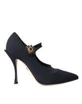 Dolce & Gabbana Black Mary Jane Jersey Crystal Pumps Shoes - EU36.5/US6 - Heels