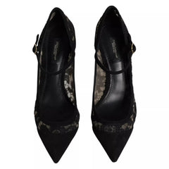 Dolce & Gabbana Black Mary Jane Taormina Lace Pumps Shoes - EU37.5/US7 - Heels
