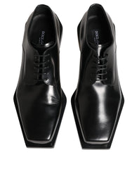 Dolce & Gabbana Black Matte Lace-Up Leather Dress Derby Shoes
