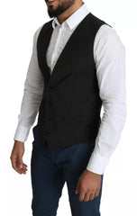 Dolce & Gabbana Black Men Formal STAFF Dress Waistcoat Vest - IT48 | M - Vests