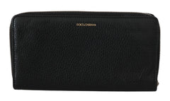 Dolce & Gabbana Black Mens Zipper Continental Purse 100% Leather Wallet - Wallets