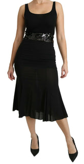 Dolce & Gabbana Black Mermaid High Waist Midi Silk Skirt - Skirts