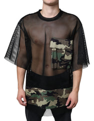 Dolce & Gabbana Black Mesh Camouflage Short Sleeves T-shirt - IT52 | XL - T-Shirts