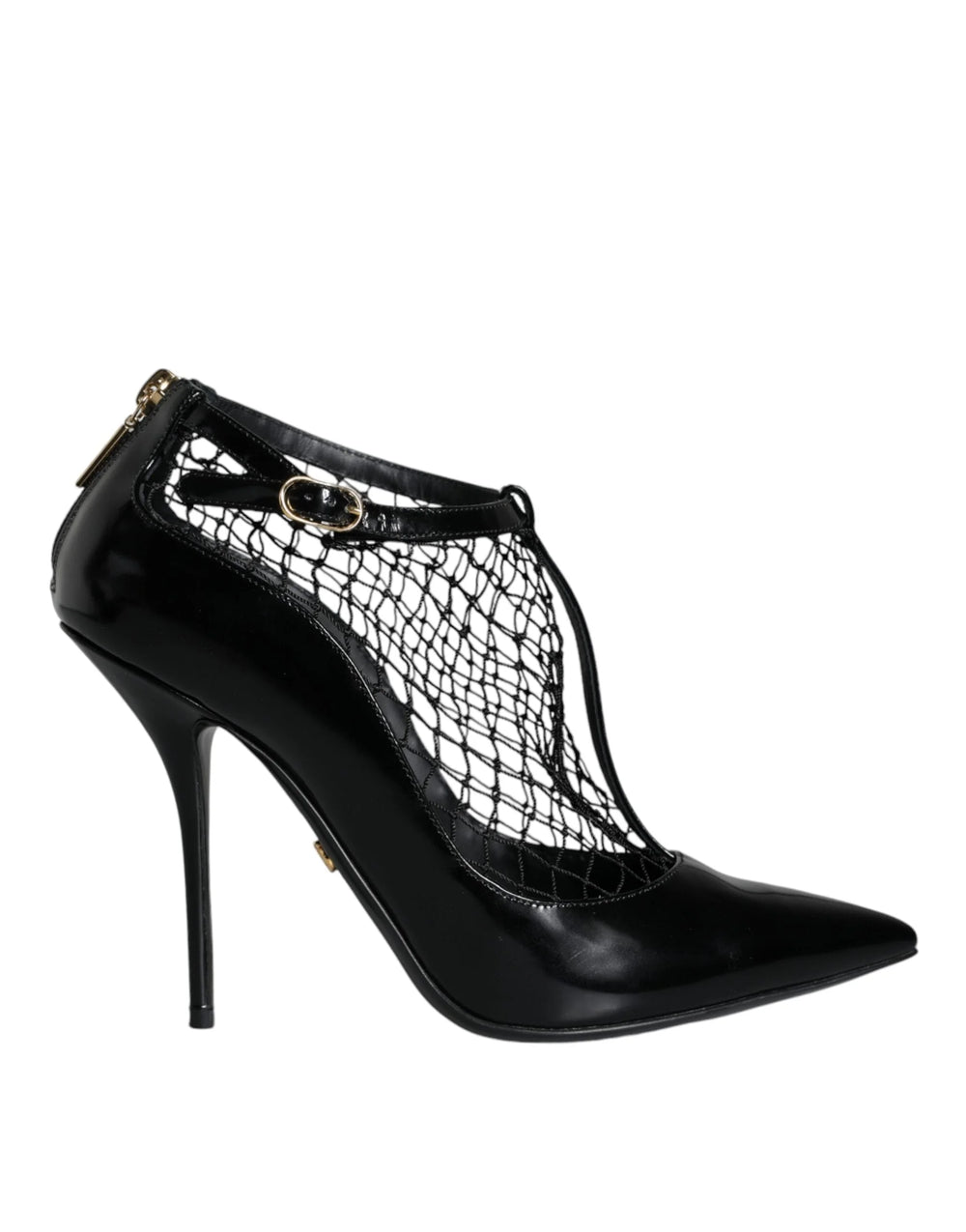 Dolce & Gabbana Black Mesh Patent Leather Heels Pumps Shoes - EU39/US8.5 - Heels
