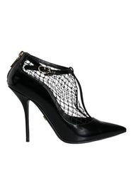 Dolce & Gabbana Black Mesh Patent Leather Heels Pumps Shoes - EU39/US8.5 - Heels