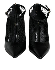 Dolce & Gabbana Black Mesh Patent Leather Heels Pumps Shoes - EU39/US8.5 - Heels