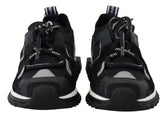 Dolce & Gabbana Sorrento Trekking sneakers in mesh nero con suola architettonica importante e branding del logo.