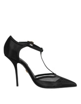 Dolce & Gabbana Black Mesh T-strap Stiletto High Heels Shoes - Heels