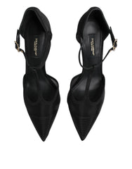 Dolce & Gabbana Black Mesh T-strap Stiletto High Heels Shoes - Heels