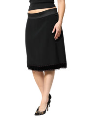 Dolce & Gabbana Black Mid Waist A-line Knee Length Skirt - IT48|XXL