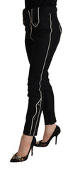 Dolce & Gabbana Black Mid Waist Button Embellished Slim Fit Pants - IT40|S - Trousers