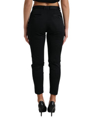 Dolce & Gabbana Black Mid Waist Skinny Cropped Pants - IT40|S - Trousers