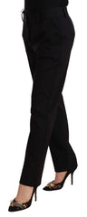 Dolce & Gabbana Black Mid Waist Skinny Trouser Wool Pants - IT40|S - Trousers