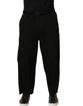 Dolce & Gabbana Black Mid Waist Straight Men Trouser Pants - IT58 | XXL