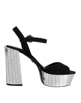 Dolce & Gabbana Black Mirror Heels Platform Sandals Shoes - EU38.5/US8 - Sandals