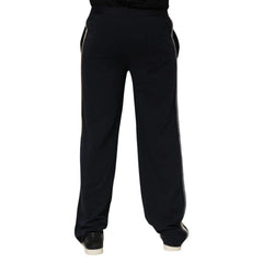 Dolce & Gabbana Black Modal Spandex Straight Logo Trouser Pants - 4 - Trousers