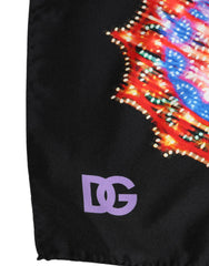 Dolce & Gabbana Black Multicolor Print Square Foulard Scarf - Scarves & Shawls
