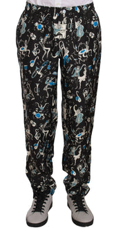 Dolce & Gabbana Black Musical Instrument Sleepwear Pants - IT46 | S - Joggers