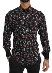 Dolce & Gabbana Black Musical Instrument Slim fit Shirt - Shirts
