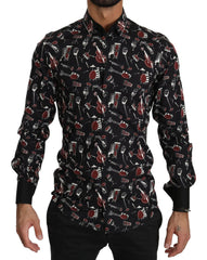 Dolce & Gabbana Black Musical Instrument Slim fit Shirt - Shirts