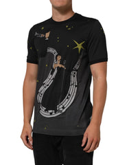 Dolce & Gabbana Black Musical Print Cotton Crew Neck T-shirt - IT54 | XL - T-Shirts