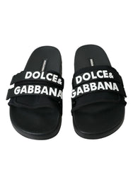 Dolce & Gabbana Black Neoprene Slides Flats Beachwear Shoes - EU35/US4.5 - Sandals