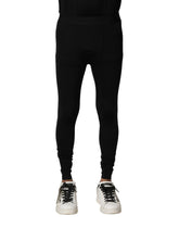 Dolce & Gabbana Black Nylon Elastic Logo Men Leggings Pants - IT2 | XXS - Leggings