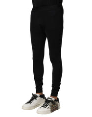 Dolce & Gabbana Black Nylon Elastic Logo Men Leggings Pants - IT2 | XXS - Leggings