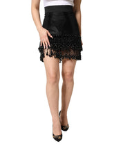 Dolce & Gabbana Black Nylon Embellished Lace Mini Skirt - IT40|S