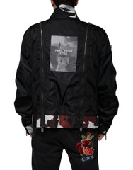 Dolce & Gabbana Black Nylon Full Zip Men Bomber Jacket - IT54 | XL - Bomber Jackets