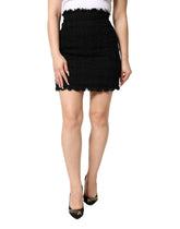 Dolce & Gabbana Black Nylon High Waist Open-Stitch Mini Skirt - IT40|S