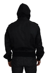 Dolce & Gabbana Black Nylon Hooded Full Zip Men Coat Jacket - IT50 | L - Bomber Jackets
