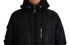 Dolce & Gabbana Black Nylon Hooded Parka Coat Winter Jacket - IT46 | S - Parkas