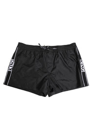 Dolce & Gabbana Black Nylon KING Sideband Men Boxer Shorts Swimwear - IT6| L