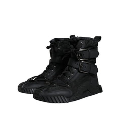 Dolce & Gabbana Black Nylon Lace-Up Boots - EU38/US8