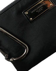 Dolce & Gabbana Black Nylon Logo Plaque Keyring Pouch Clutch Bag - Clutch Bags