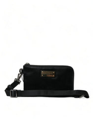 Dolce & Gabbana Black Nylon Logo Plaque Keyring Pouch Clutch Bag - Clutch Bags