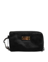 Dolce & Gabbana Black Nylon Logo Plaque Keyring Pouch Clutch Bag - Clutch Bags