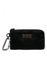 Dolce & Gabbana Black Nylon Logo Plaque Keyring Pouch Clutch Bag - Clutch Bags