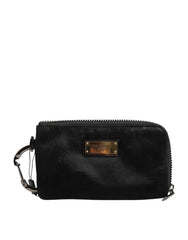 Dolce & Gabbana Black Nylon Logo Plaque Keyring Pouch Clutch Bag - Clutch Bags