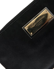 Dolce & Gabbana Black Nylon Logo Plaque Keyring Pouch Clutch Bag - Clutch Bags