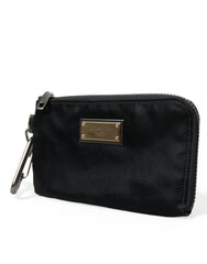 Dolce & Gabbana Black Nylon Logo Plaque Keyring Pouch Clutch Bags - Clutch Bags