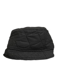 Dolce & Gabbana Black Nylon Quilted Bucket Men Capello Hat - 57 cm|S - Bucket Hats