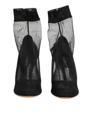 Dolce & Gabbana Black Nylon Stretch Mesh Sock Boots Shoes - EU36/US5.5