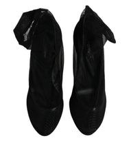 Dolce & Gabbana Black Nylon Stretch Mesh Sock Boots Shoes - EU37/US7 - Boots
