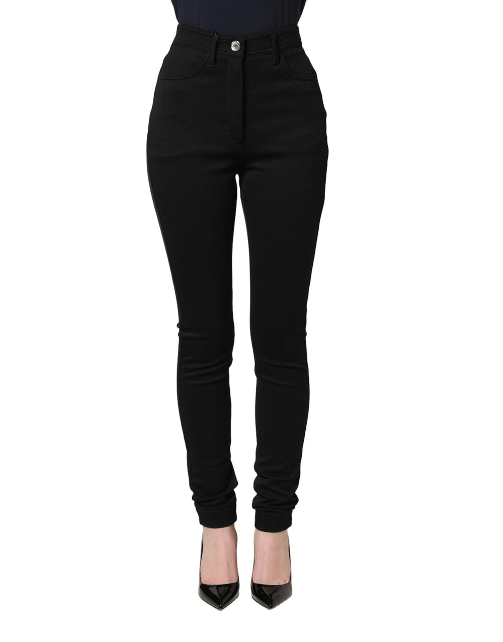 Dolce & Gabbana Black Nylon Stretch Skinny High Waist Pants - IT38 | XS