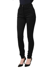 Dolce & Gabbana Black Nylon Stretch Skinny High Waist Pants - IT38 | XS