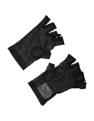 Dolce & Gabbana Black Nylon Wrist Length Fingerless Mitten Gloves - S/M